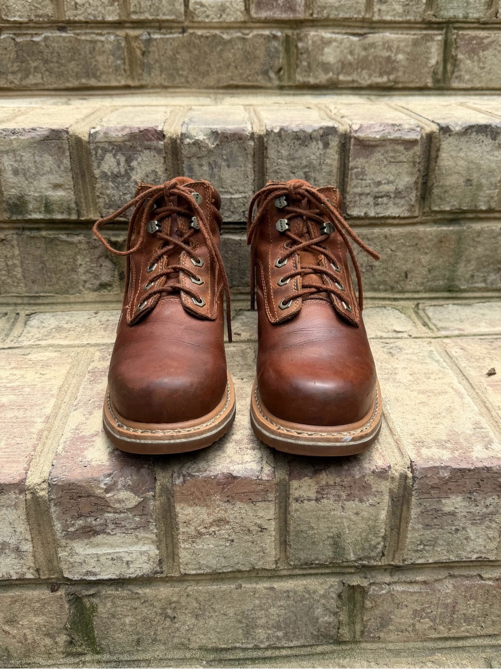 Hawx Brown Leather Soft Toe Work Boots Size 8